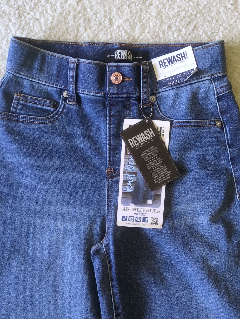 Rewash Wide Leg Jeans in Dark Blue Denim (Refer To Measurements In Pictures) - Picture 2 of 9
